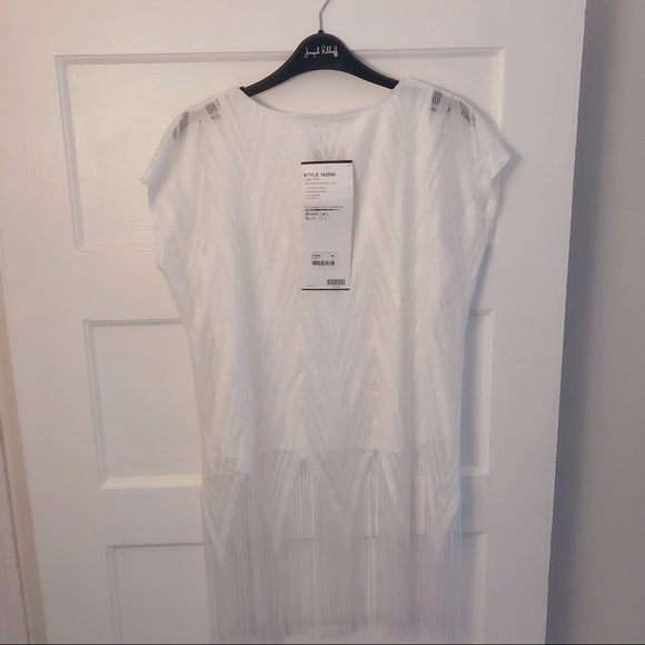 NWT Joseph Ribkoff White lace & fringe blo… - Picture 3 of 4